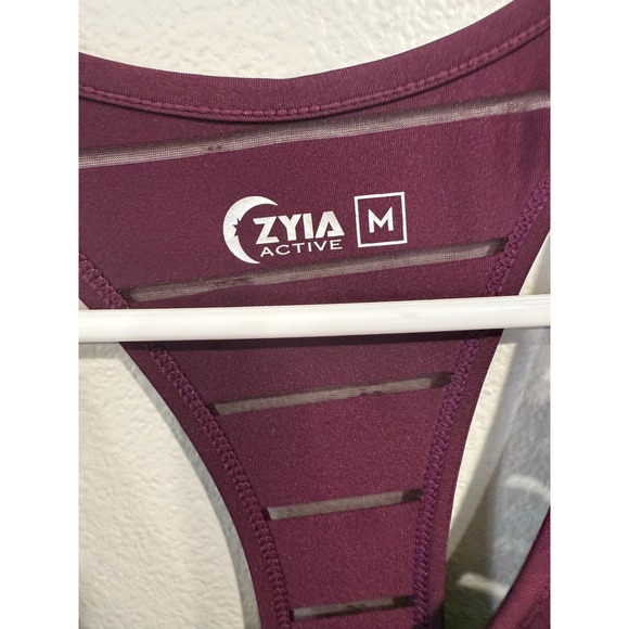 Zyia Active Havana Tank Top Women's Medium Burgundy Stripe Racerback Scoop Neck - Picture 3 of 5